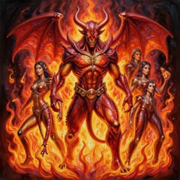 high intricate glimmering 3 d painting!!! of anthropomorphic diablo!!!!! surrounded by fire!!!, ( ( alejandro mirabal ) ), ( ( cory loftis ) ), patryk stefaniak, rebecca hu!!, ben mauro, logan preshaw!!, trending on artstation