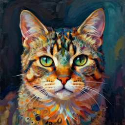 portrait of a psychedelic cat by egon schiele in the style of greg rutkowski