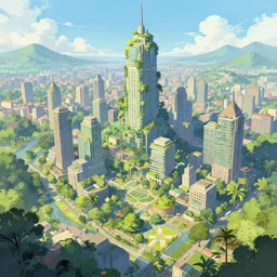 A solarpunk city coexisting with nature, digital painting by Alena Aenami, trending on artstation