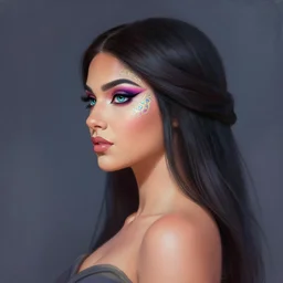 side profile centered painted portrait, Maya Ali as a storm sorcerer, colourful, pretty face, intricate eyes, beautiful, elegant, D&D, matte painting, Anime by ilya kuvshinov and Cushart Krentz and Gilleard James, 4k, HDR, Trending on artstation, Behance, award winning