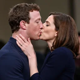 Mark Zuckerberg and Sheryl Sandberg kissing