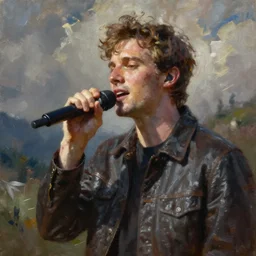 Declan Mckenna singing, concept art oil painting by Jama Jurabaev, extremely detailed, brush hard, artstation