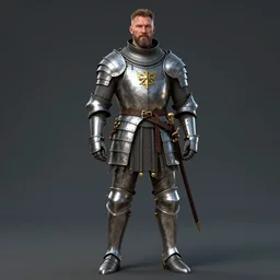 Hafþór Júlíus Björnsson as a middle-aged knight in cuirass and sabatons, highly detailed, centered, artstation, concept art, sharp focus, 8K, octane render, unreal engine