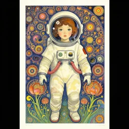 fractal cosmonaut girl, poster art by Victor Moscoso Dan Mumford Kilian Eng Hannah Jeffrey Smith Rick Griffin Alphonse Mucha Gustav Klimt Ayami Kojima Amano Charlie Bowater
