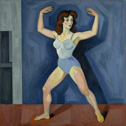 Kate Bush dancing painted in Cubist style by Picasso