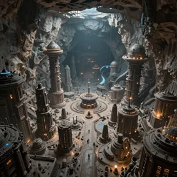 massive subterranean civilization ultra-wide 8k hd render trending on artstation