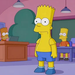 bart simpson goes to college in the simpsons Pixar animated, Octane render, directed by alan parker, full HD, cinematic lighting, award winning, anatomically correct