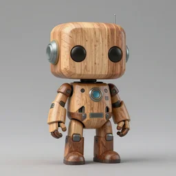 beautiful realistic character a wooden sculpture design art toys collection very cute figurine android robot cyberpunk style popart studio ghibli