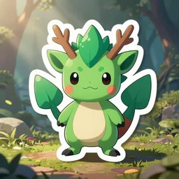 cute miss mascot viridium viridium virizion pokemon sticker art, cronobreaker, beeple game icon