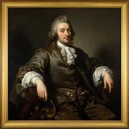 A baroque painting of a sitting man