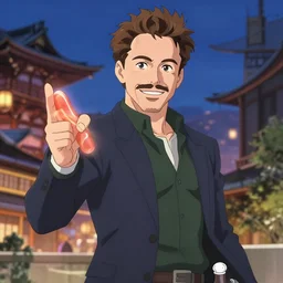 robert downey jr as anime character, kyoto animation, magical
