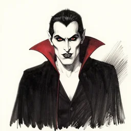 a tremere vampire, by tony diterlizzi, ink, portrait, srgb