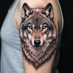 a tattoo design of a beautiful wolf girl, in the style of den yakovlev, hyper - realistic, amazing detail