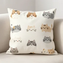 pillow with cute cartoon cats pattern