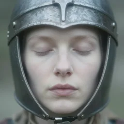 very blurry, medieval helm!!!!!!!, out of focus!!!!! photorealistic portrait of a beautiful pale woman by saul leiter, very blurry, translucent white skin, closed eyes, foggy, pale lips, closeup