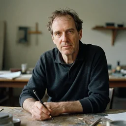 portrait photograph of anselm kiefer at work