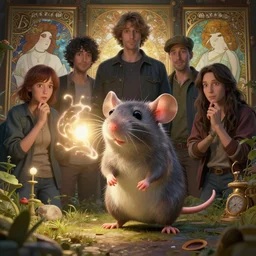 highly detailed vfx portrait of a cute little rat casting a light spell, unreal engine, greg rutkowski, loish, rhads, beeple, makoto shinkai and lois van baarle, ilya kuvshinov, rossdraws, tom bagshaw, alphonse mucha, global illumination, detailed and intricate environment