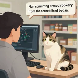 “ man committing armed robbery from the perspective of the bodega cat ”