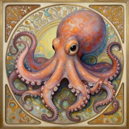 an hyper intricate oil painting of an anthropomorphic cute octopus!!!!!, hyper detailed tentacles, excellent composition, by yoshitaka amano, by greg rutkowski, by alphonse mucha, by rhads, by ross tran, trending on artstation