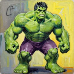 a Painting by Jean Michel Basquiat about The Hulk