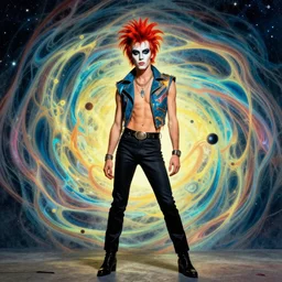 ziggy stardust  from Mars style of Ralph Steadman trippy anamorphic  illusion 4k