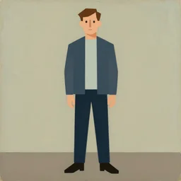 james gilleard full body character portrait, simplified flat art stylized male character, full body portrait, low poly, oil painting filter, expressive brushstrokes, by james gilleard, retro vintage, victo ngai, kilian eng, lois van baarle
