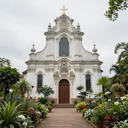 a church filled with lots of plants and flowers, a flemish baroque by thomas cole, unsplash, baroque, sanctuary, rendered in unreal engine, unreal engine