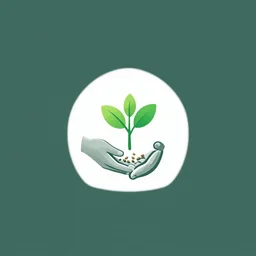 a product logo for a plant trading app, hands which exchange seeds, simple logo, creative design