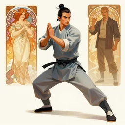concept art, a chinese kung fu master, 8 k, alphonse mucha, james gurney, greg rutkowski, john howe, artstation,