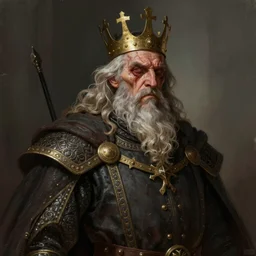 portrait of an old powerful medieval king driven mad by disease, highly detailed, digital painting, artstation, concept art, rough, sharp focus, illustration, art by joe madureira and artgerm and greg rutkowski and alphonse mucha