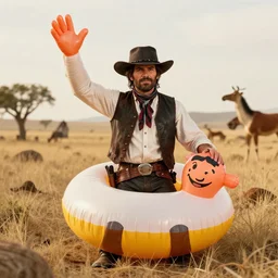 character portrait surrounded by the wild west. wackywavinginflatablearmflailingtubeman!!!!!!!!!!!!!!!!!!!!!!!!!!!!! as a character in red dead redemption 2.