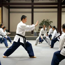 kungfu master teaching his disciples