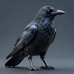 a cybernetic humanoid crow, furry art, digital