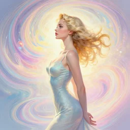side profile, 5 0's pinup girl, elden ring, elegant, highly detailed, concept art, smooth, colorful swirly magical ripples, pastel colors, by huang guangjian, sachin teng, greg rutkowski, jesper ejsing, ilya kuvshinov, artgerm, mucha