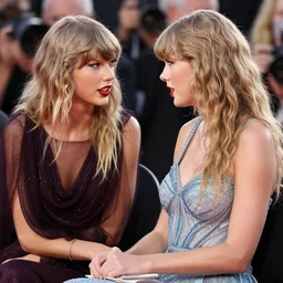 Photo of Taylor Swift having a conversation with Taylor Swift