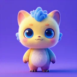 beautiful 3 d render of a cute creature with blue eyes, vivid colors, cinema 4 d
