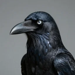 epic professional digital portrait art of a human - aninal hybrid creature, portrait, human eyes, crow head, human skin, feathery skin, humanoid figure