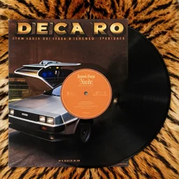 a delorean with tiger skin viynl rap,