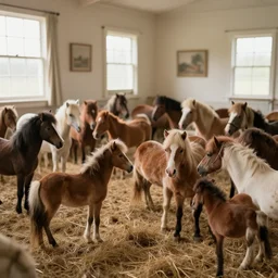 a room infested with tiny horses