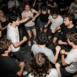 abstract mosh pit, slam dancing, circle pit, war photography