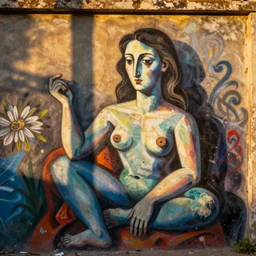 dichromatism color graffiti style by pablo picasso golden hour sunlight microscopy