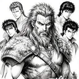 Portrait of male dnd barbarian, pen and ink, intricate line drawings, by John Harris, Emil Melmoth, Craig Mullins, yoji shinkawa , artstation, moebius comic, Marc Simonetti, Ian McQue, Kentaro Miura, hyper detailed, cinematic