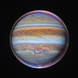 soap bubble looking like jupiter, 3 5 mm photography