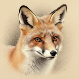 Pencil sketch of a fox by Monica Lee, Hyperrealism, detailed
