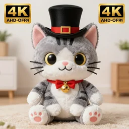 a plushie of a cat in a top hat, famous stuffed aninals, ty.com, plush toys, uhd 4k, rtx on