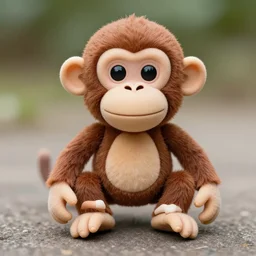 photorealistic toy monkey with symbols