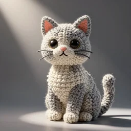 realistic photo of a cat crocheted out of wool, digital art