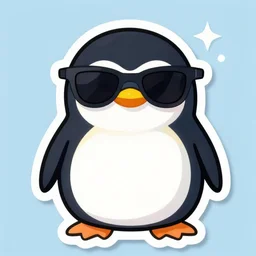 penguin wearing sunglasses. sticker. cartoon. digital art. 4 k. unsplash. devianart. high fidelity. high quality.
