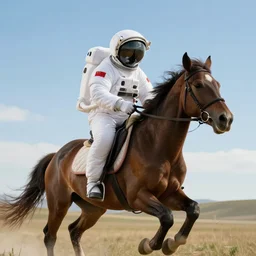 a horse riding an astronaut