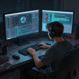 Late night IRC, digital painting, highly detailed, trending on Artstation